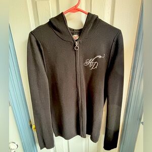 Ladies Vintage Harley Davidson Hooded Form Fitting Sweater Coat Size Small.  NTN